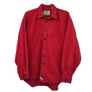 Vintage Levi's RedTab Mens Button Front Shirt Red 90's Long Sleeve XL